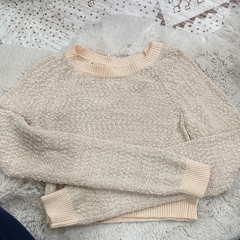 Women's Tildon Cream cropped Sweater with subtle sparkle Small